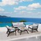 Armen Living Brighton 4 Piece Outdoor Patio Seating Set in Dark Eucalyptus Wood with Gray Rope and White Cushions 840254336100 - alternate 2
